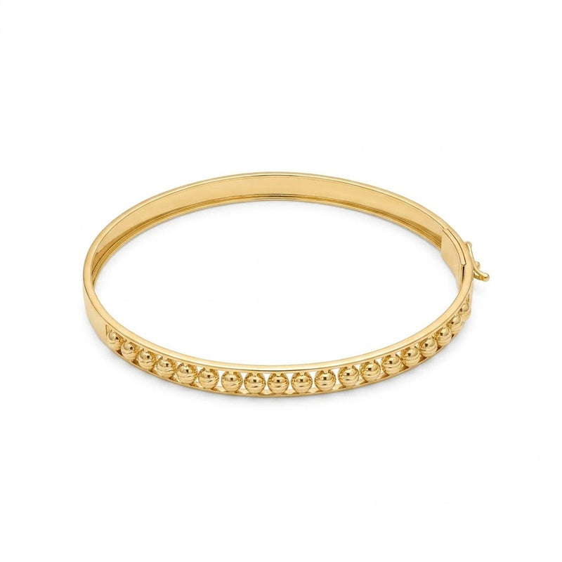 18k Gold Plain Ball Flat Bangle - 18k Gold Bangle - Embellish Gold Jewelry & Diamond