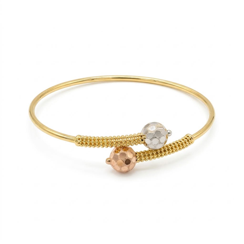 18k Gold Tri Color Disco Ball Bangle - 18k Gold Bangle - Embellish Gold Jewelry & Diamond