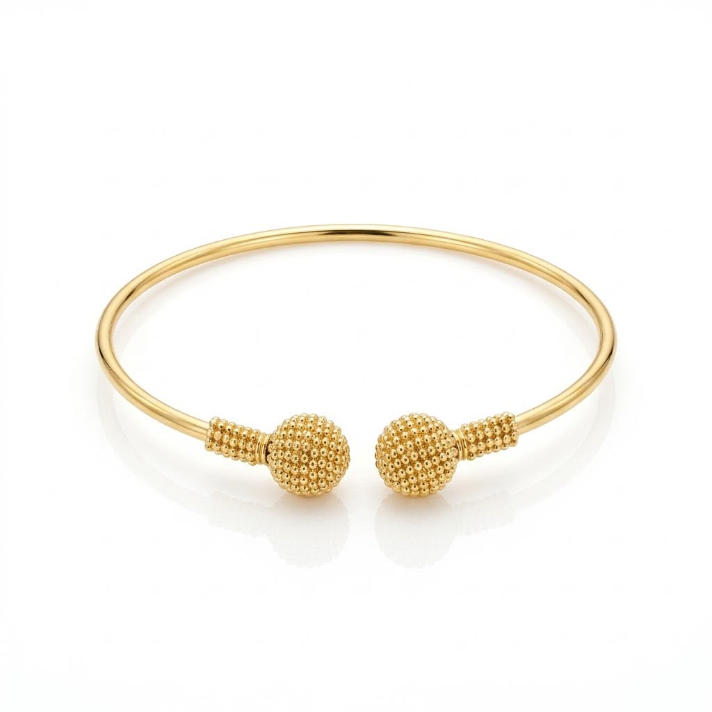 18k Gold Spike Ball Bangle - 18k Gold Bangle - Embellish Gold Jewelry & Diamond
