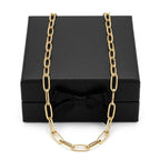 18K Real Gold Hollow Paper Clip Chain - 18k Gold Chain - Embellish Gold