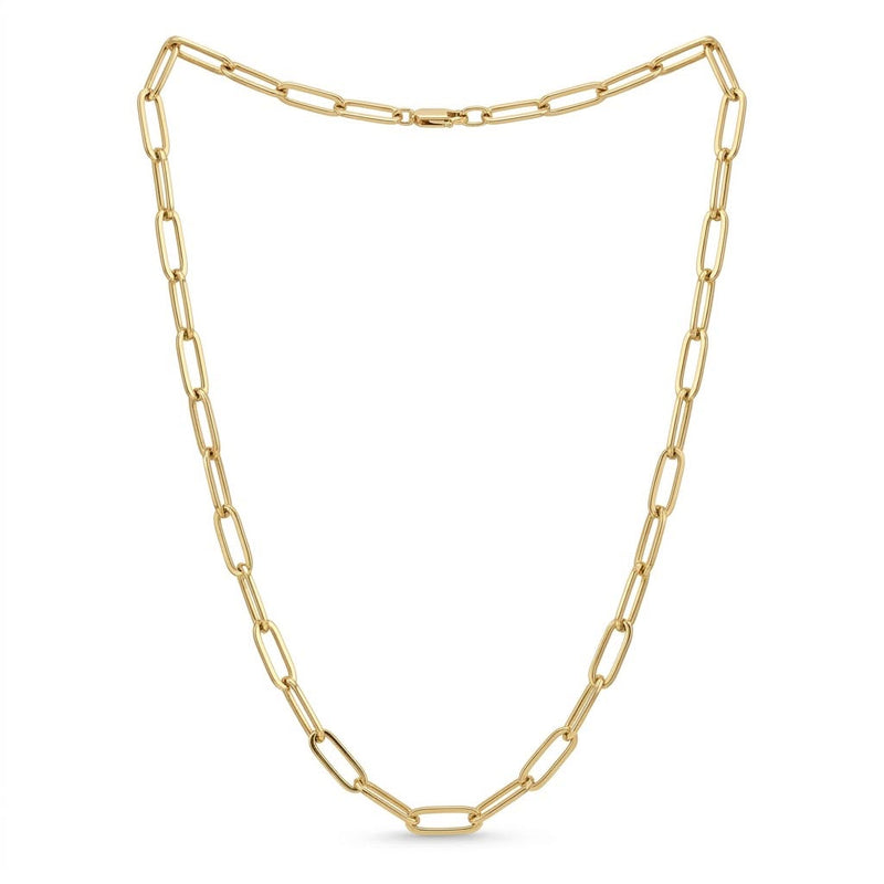 18K Real Gold Hollow Paper Clip Chain - Chains - Embellish Gold