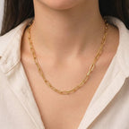 18K Real Gold Hollow Paper Clip Chain - 18k Gold Chain - Embellish Gold