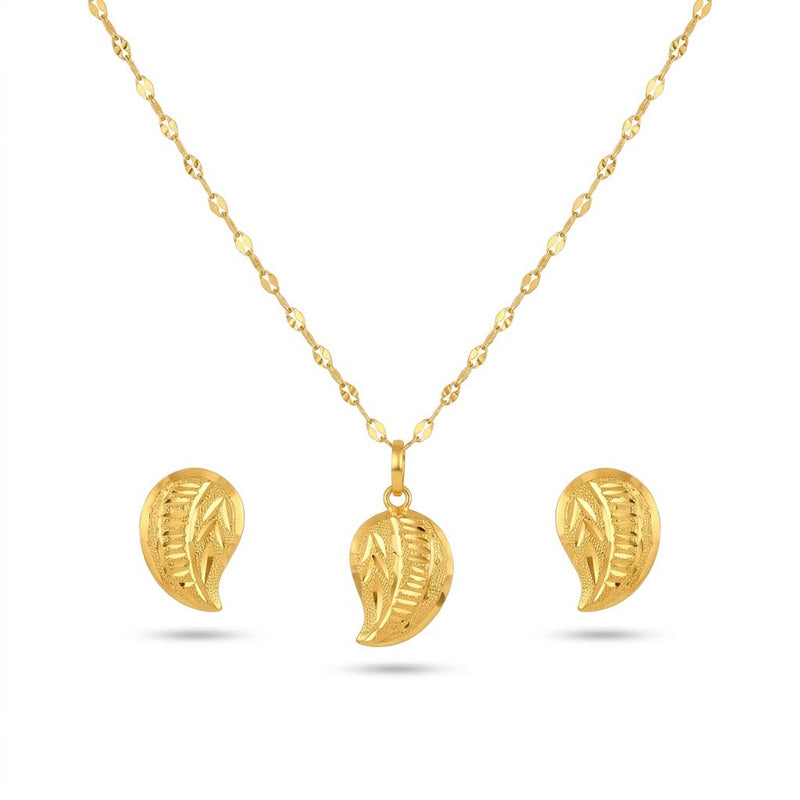 18K Real Gold Teardrop Cut Necklace And Earring Set - New Launch - Embellish Gold Jewelry & Diamond