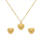 18K Real Gold Lined Heart Necklace And Earring Set - Best Seller - Embellish Gold