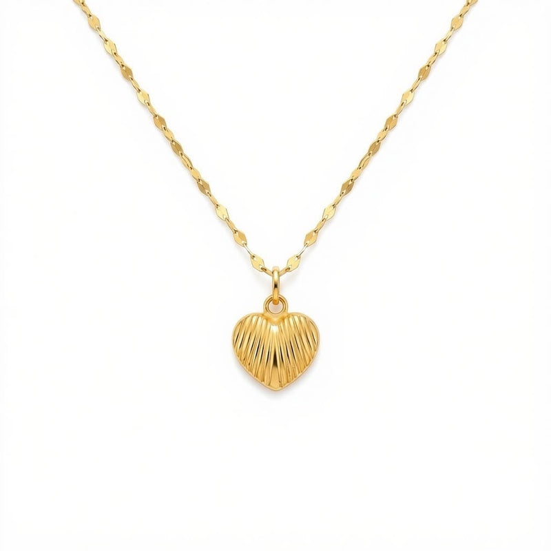 18K Real Gold Lined Heart Necklace And Earring Set - New Launch - Embellish Gold Jewelry & Diamond