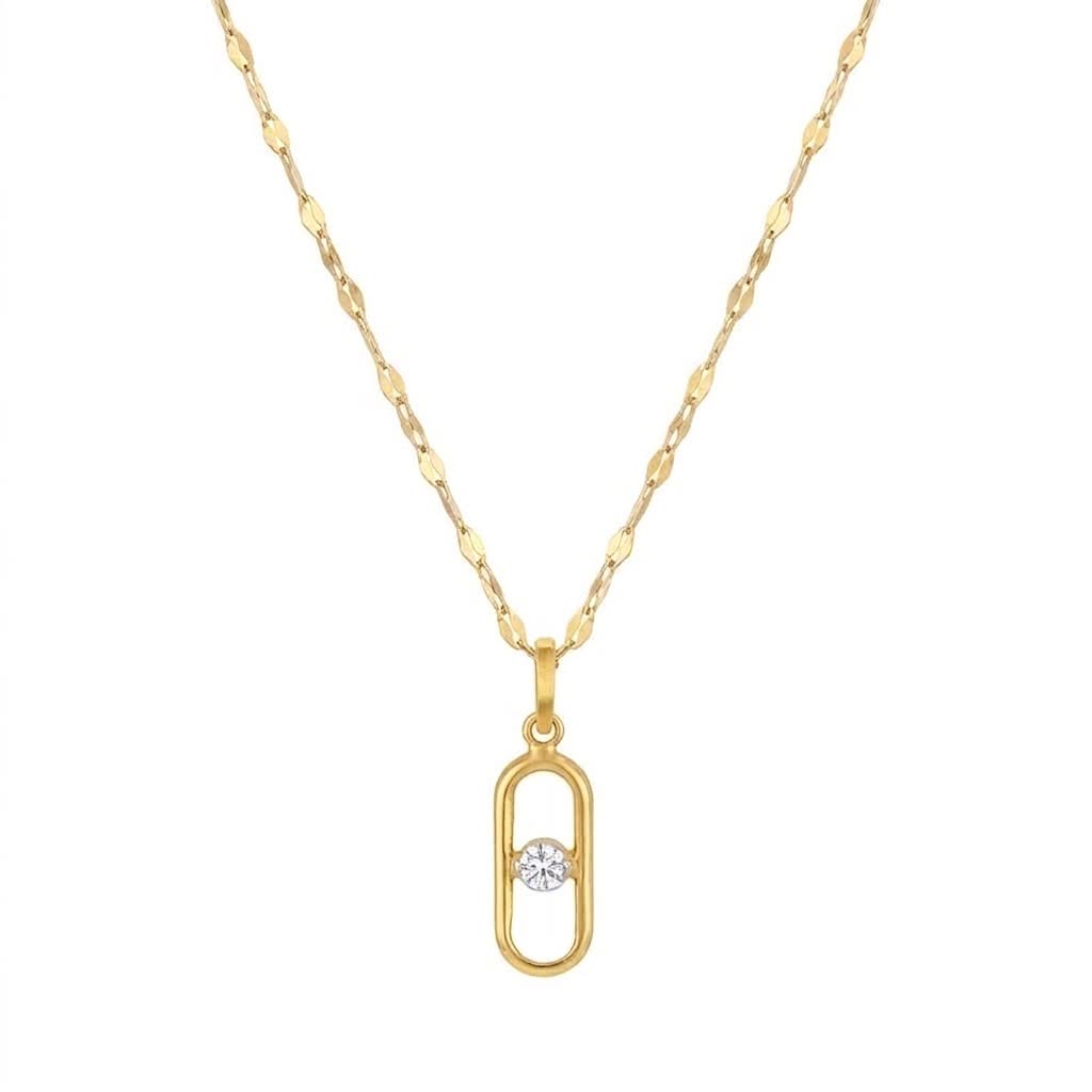 18K Real Gold Clip Stone Necklace And Earring Set - Gold Jewellery - Embellish Gold
