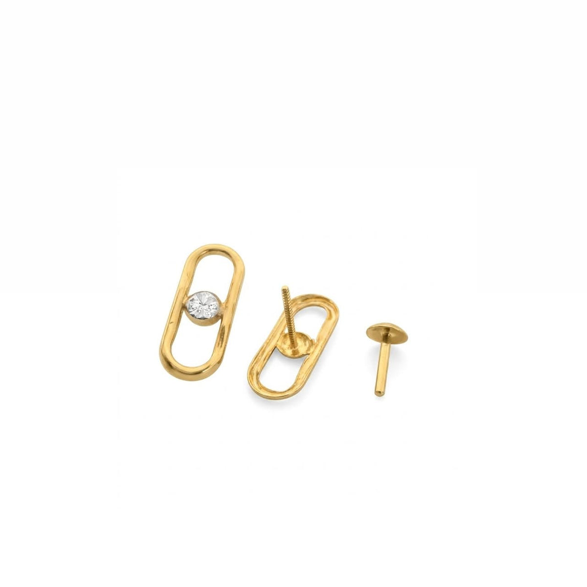 18K Real Gold Clip Stone Necklace And Earring Set - Gold Jewellery - Embellish Gold