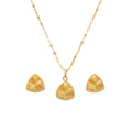 18K Real Gold Pyramid Lines Necklace And Earring Set - Gold Jewellery - Embellish Gold