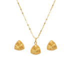 18K Real Gold Pyramid Lines Necklace And Earring Set - Gold Jewellery - Embellish Gold