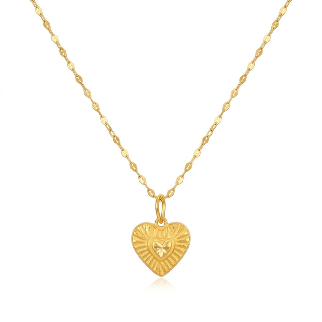 18K Real Gold Double Heart Necklace And Earring Set - Gold Jewellery - Embellish Gold