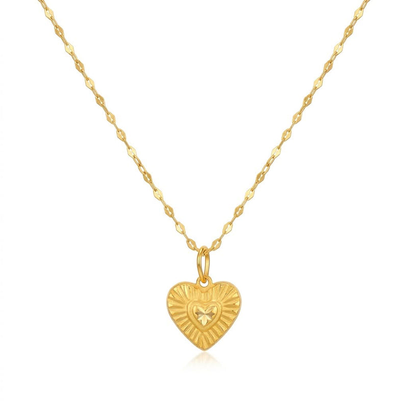 18K Real Gold Double Heart Necklace And Earring Set - Jewelry Set - Embellish Gold