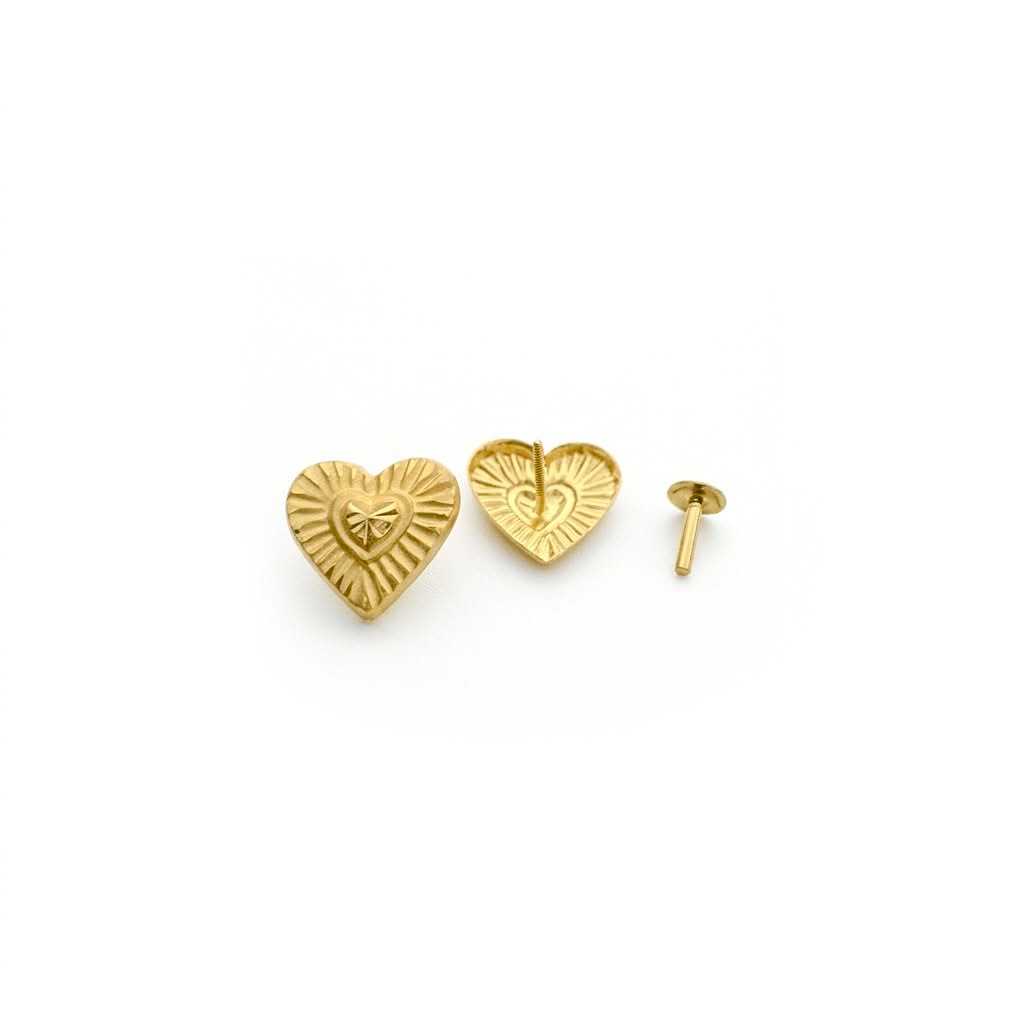 18K Real Gold Double Heart Necklace And Earring Set - Gold Jewellery - Embellish Gold