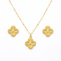 18K Real Gold VC Lines Necklace And Earring Set - Festive Collection - Embellish Gold