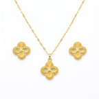 18K Real Gold VC Lines Necklace And Earring Set - Festive Collection - Embellish Gold