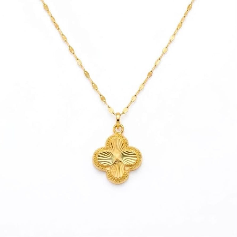 18K Real Gold VC Lines Necklace And Earring Set - New Launch - Embellish Gold Jewelry & Diamond