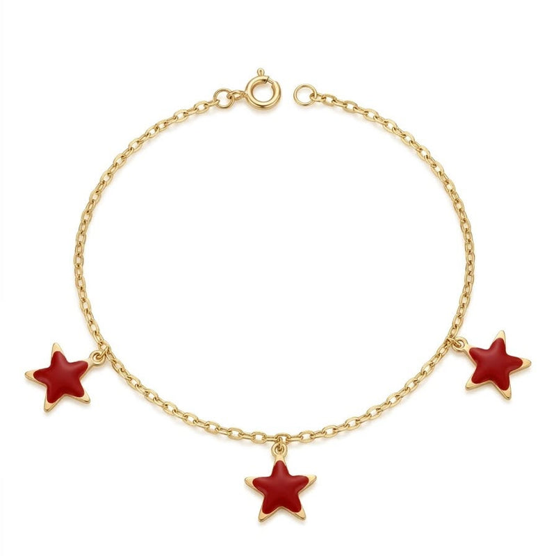 18K Real Gold Red Star Bracelet - Gold Bracelets - Embellish Gold Jewelry & Diamond