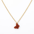 18k Gold Red Jade Butterfly Necklace - 18k Gold Necklace - Embellish Gold Jewelry & Diamond