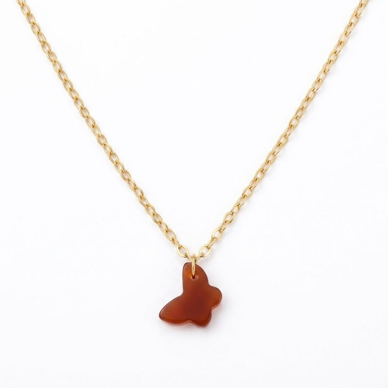 18k Gold Red Jade Butterfly Necklace - Necklaces - Embellish Gold Jewelry & Diamond