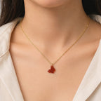 18k Gold Red Jade Butterfly Necklace - 18k Gold Necklace - Embellish Gold Jewelry & Diamond
