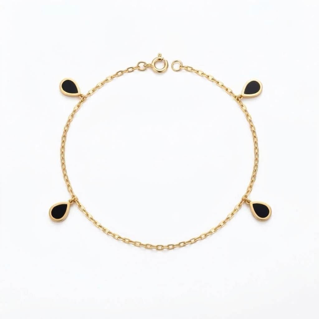 سوار قطرات سوداء من الذهب الحقيقي عيار 18 قيراط - Gold Jewellery - Embellish Gold Jewelry & Diamond