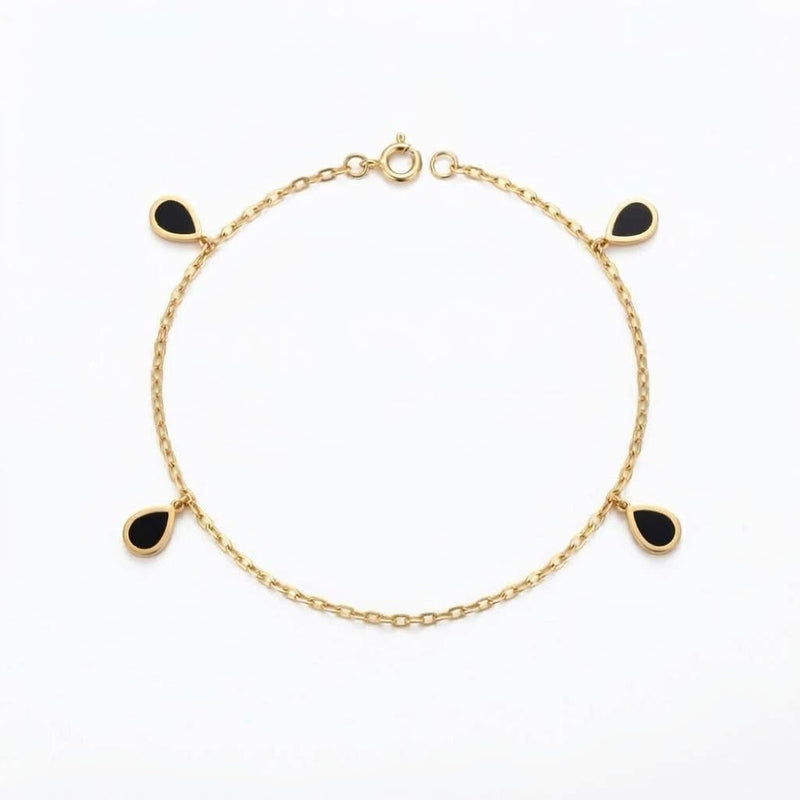 18K Real Gold Black Droplet Inspired Bracelet - Gold Bracelets - Embellish Gold Jewelry & Diamond