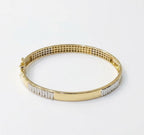 18k Gold White Line Bangle - 18k Gold Bangle - Embellish Gold Jewelry & Diamond