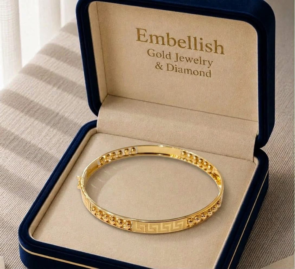 18k Gold Maze Ball Bangle - 18k Gold Bangle - Embellish Gold Jewelry & Diamond