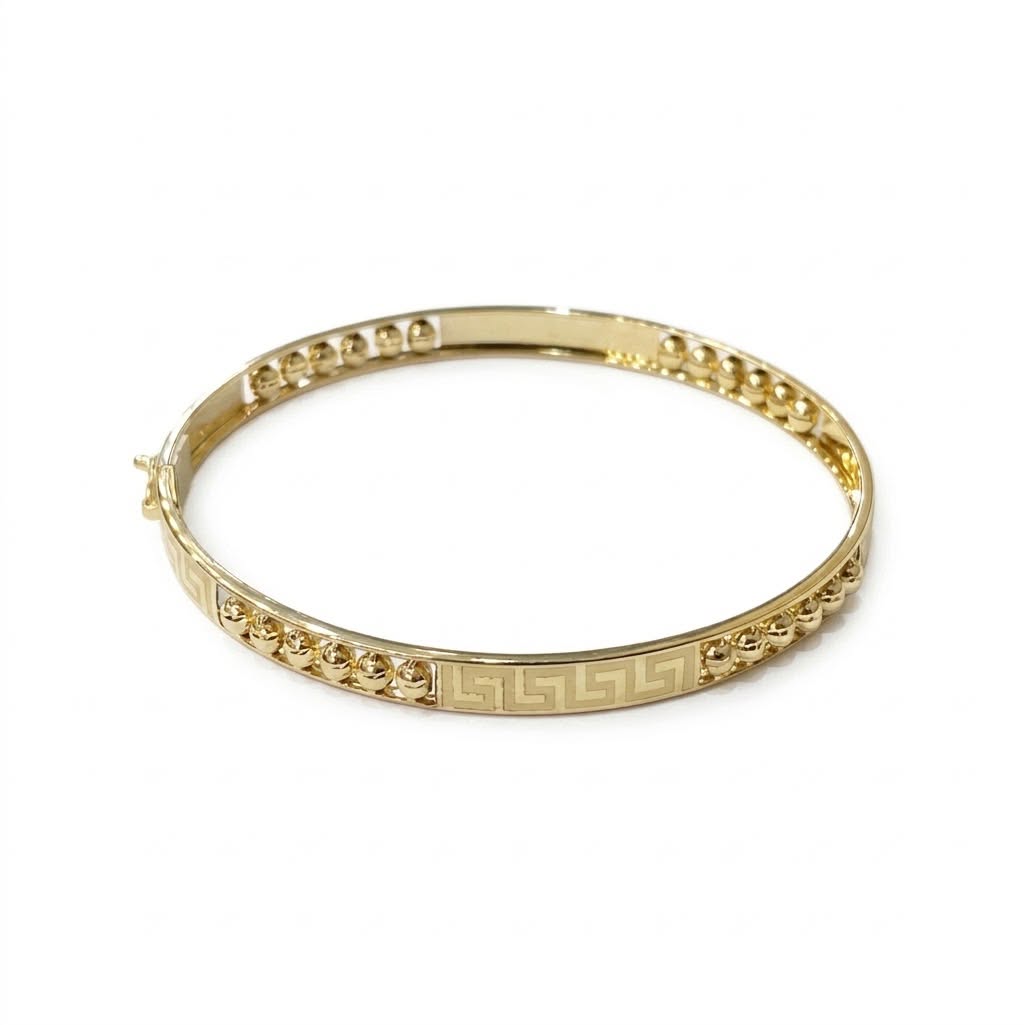 18k Gold Maze Ball Bangle - 18k Gold Bangle - Embellish Gold Jewelry & Diamond