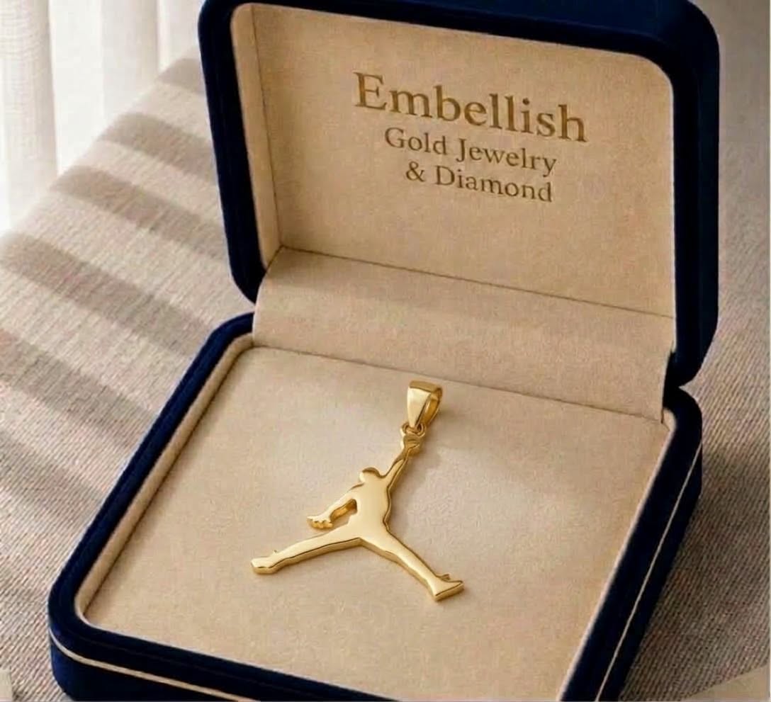 18k Gold Jordan Inspired Pendant - 18k Gold Pendant - Embellish Gold Jewelry & Diamond