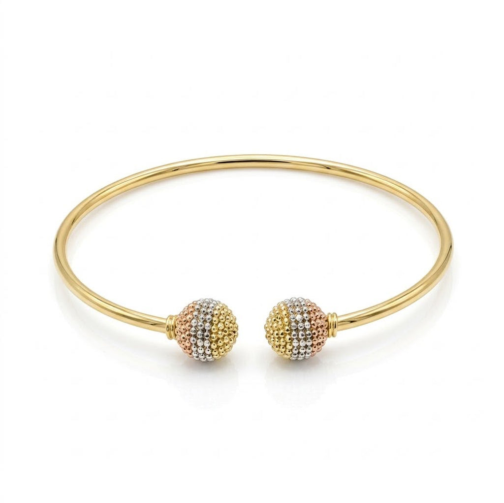 18k Gold Tri Color Spike Ball Bangle - 18k Gold Bangle - Embellish Gold Jewelry & Diamond