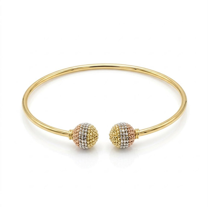 18k Gold Tri Color Spike Ball Bangle - New Launch - Embellish Gold Jewelry & Diamond