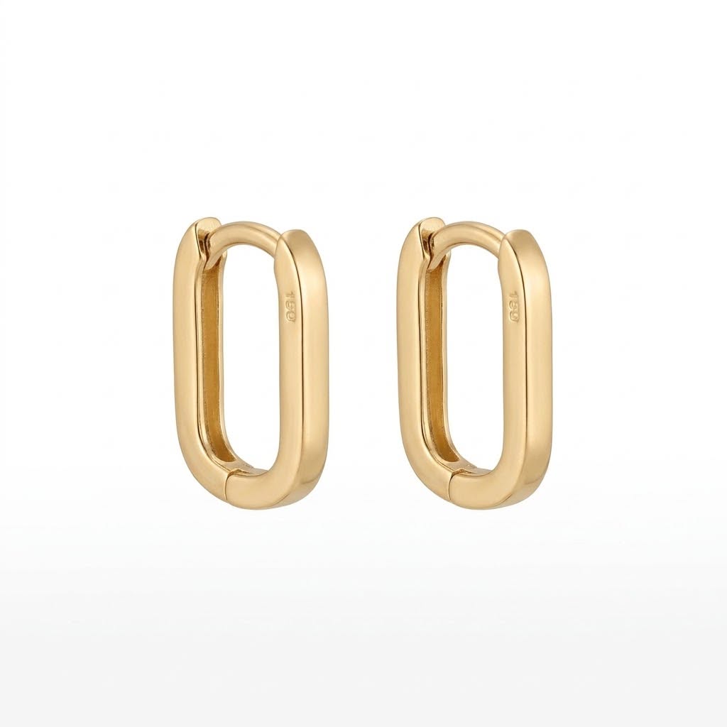 18k Gold Simple Four Sides Loop Earrings - 18k Gold Earrings - Embellish Gold Jewelry & Diamond