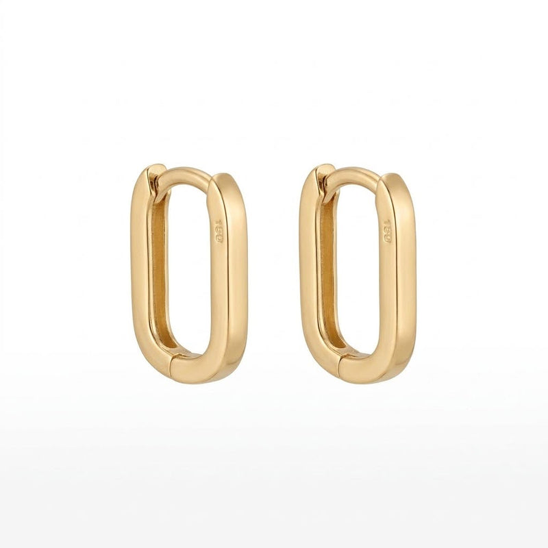 18k Gold Simple Four Sides Loop Earrings - Earrings - Embellish Gold Jewelry & Diamond