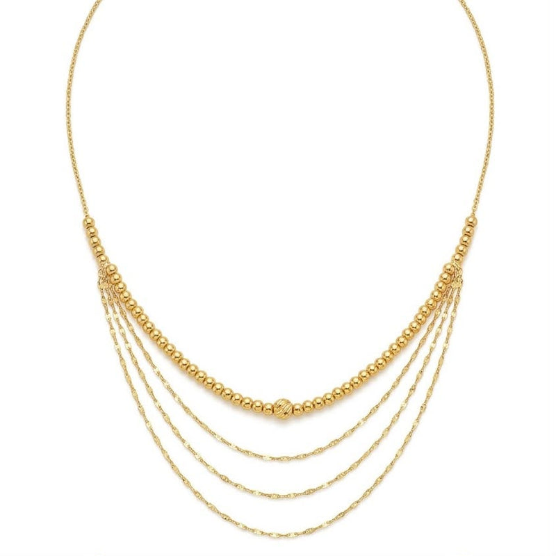 18k Gold 4 Layer Ball Chain Necklace - المنتجات - Embellish Gold Jewelry & Diamond