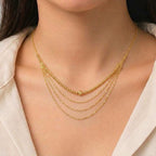 18k Gold 4 Layer Ball Chain Necklace - 18k Gold Necklace - Embellish Gold Jewelry & Diamond