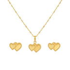 18K Real Gold Dual Heart Necklace And Earring Set - Gold Jewellery - Embellish Gold