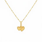 18K Real Gold Dual Heart Necklace And Earring Set - Gold Jewellery - Embellish Gold