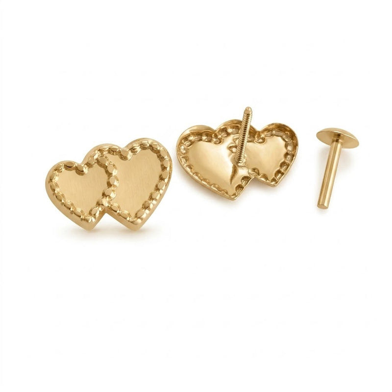 18K Real Gold Dual Heart Necklace And Earring Set - New Launch - Embellish Gold Jewelry & Diamond