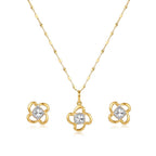18K Real Gold Shuriken Stone Necklace And Earring Set - Gold Jewellery - Embellish Gold