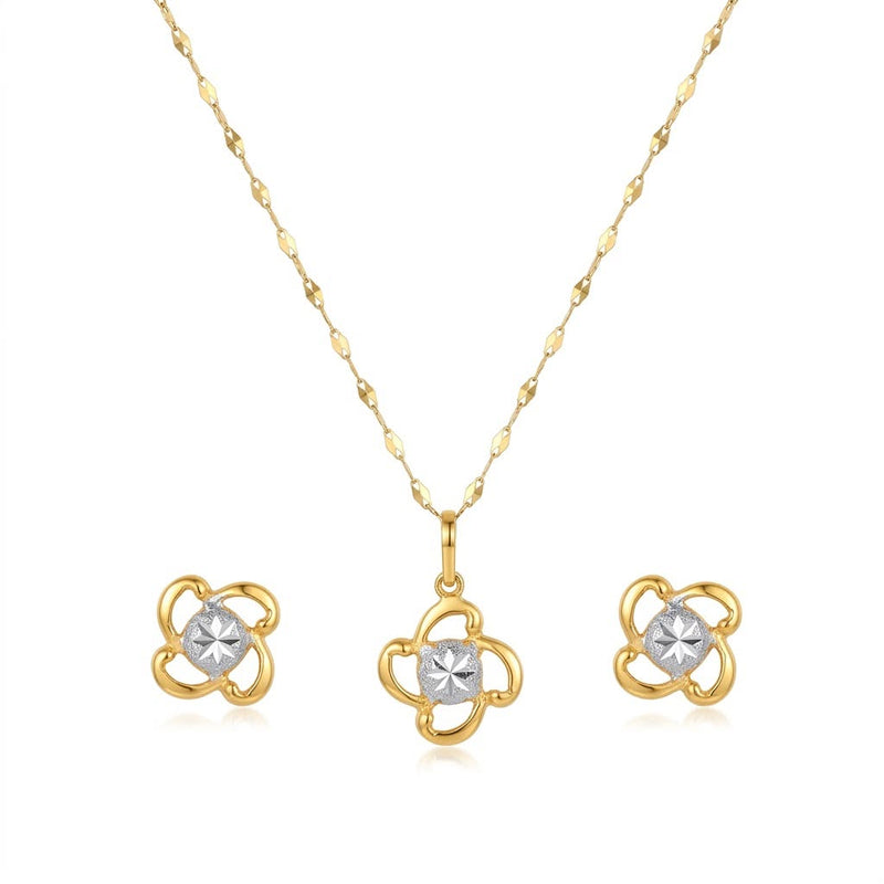 18K Real Gold Shuriken Stone Necklace And Earring Set - New Launch - Embellish Gold Jewelry & Diamond