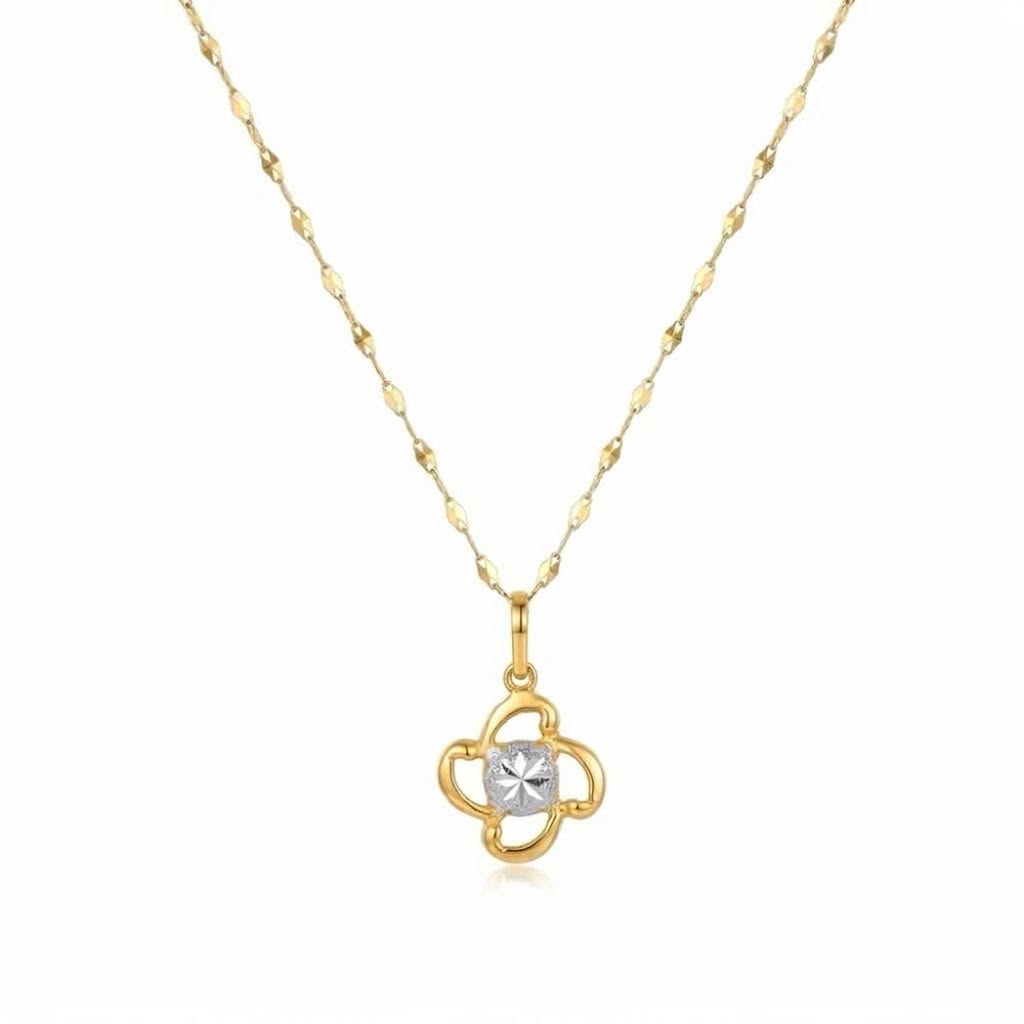 18K Real Gold Shuriken Stone Necklace And Earring Set - Gold Jewellery - Embellish Gold
