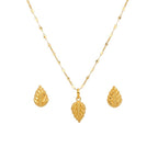 18K Real Gold Leaf Inspired Necklace And Earring Set - Festive Collection - Embellish Gold