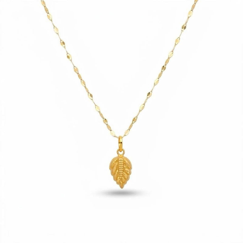 18K Real Gold Leaf Inspired Necklace And Earring Set - New Launch - Embellish Gold Jewelry & Diamond