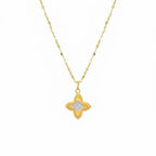 18K Real Gold Rob 2 Tone Flower Necklace And Earring Set - Festive Collection - Embellish Gold