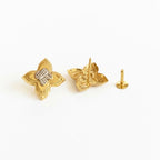 18K Real Gold Rob 2 Tone Flower Necklace And Earring Set - Festive Collection - Embellish Gold