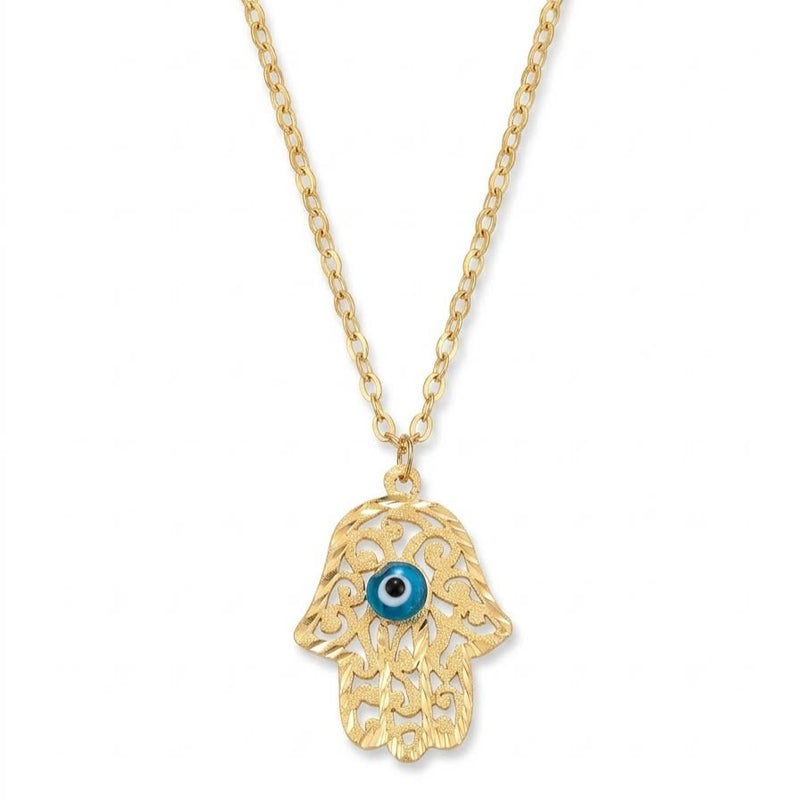 18k Gold Hamsa Inspired Necklace - Necklaces - Embellish Gold Jewelry & Diamond