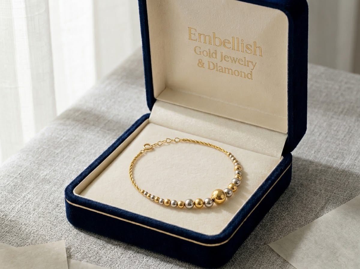 18K Gold 2 Tone Balls Bracelet - ad collection - Embellish Gold