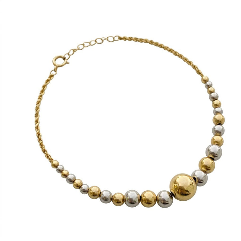 18K Gold 2 Tone Balls Bracelet - Gold Bracelets - Embellish Gold Jewelry & Diamond