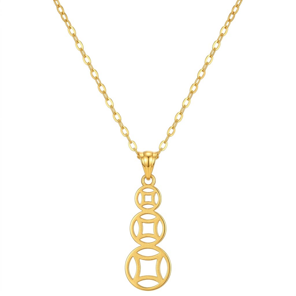 18k Gold Money Coin Inspired Necklace - 18k Gold Necklace - Embellish Gold Jewelry & Diamond