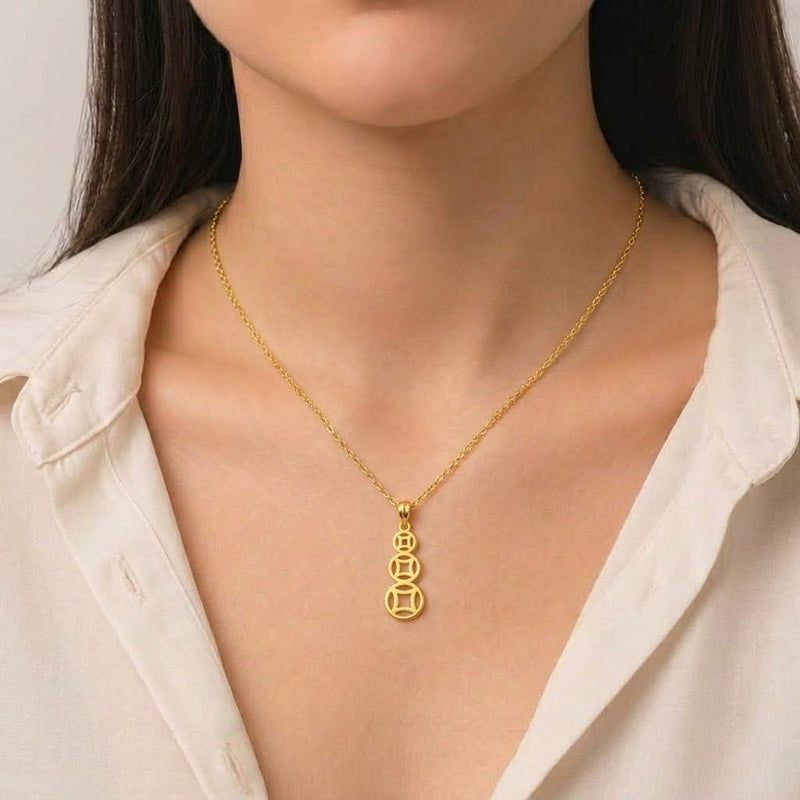 18k Gold Money Coin Inspired Necklace - Necklaces - Embellish Gold Jewelry & Diamond